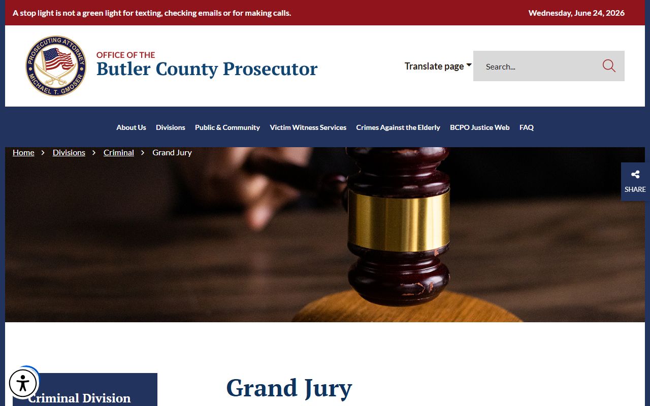 Butler County court records after arrest grand jury charging information